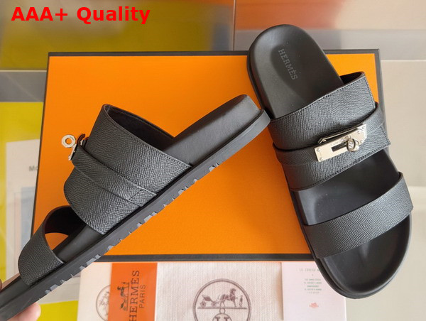 Hermes Jackson Sandal in Noir Epsom Calfskin Replica