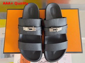 Hermes Jackson Sandal in Noir Epsom Calfskin Replica