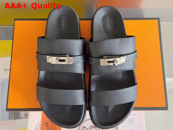 Hermes Jackson Sandal in Noir Epsom Calfskin Replica