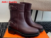 Hermes Jaimy Ankle Boot in Bordeaux Calfskin Replica