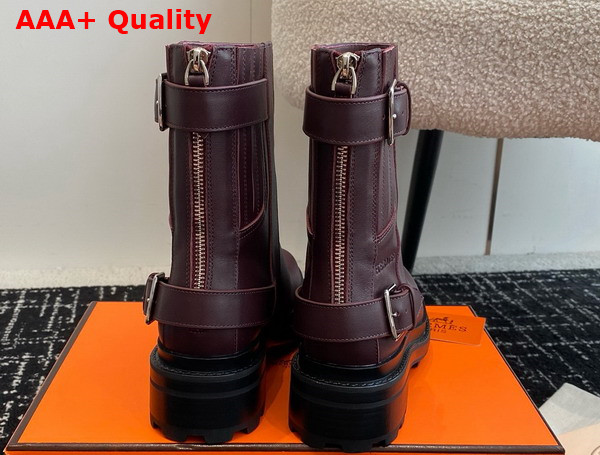 Hermes Jaimy Ankle Boot in Bordeaux Calfskin Replica