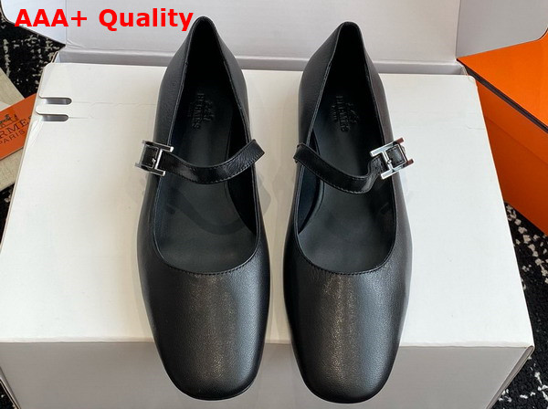 Hermes Jane Ballet Flat in Noir Goatskin Replica