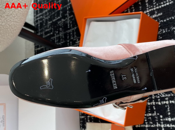 Hermes Jane Ballet Flat in Pale Pink Velvet Replica