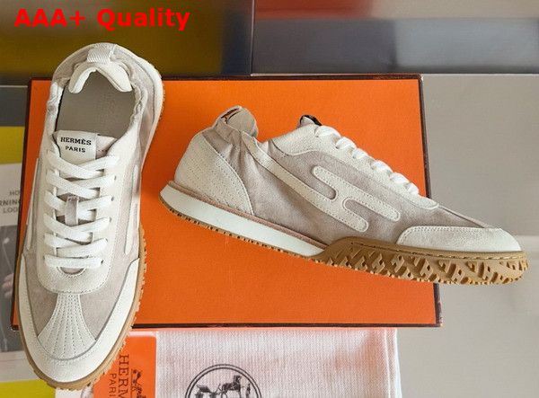 Hermes Jet Sneaker in Beige Esquisse Glaise Suede Goatskin Replica