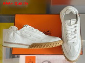 Hermes Jet Sneaker in Blanc Nappa Leather and Suede Goatskin Replica