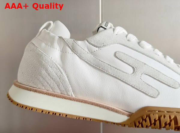 Hermes Jet Sneaker in Blanc Nappa Leather and Suede Goatskin Replica