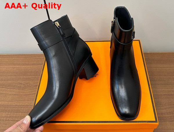 Hermes Jill 60 Ankle Boot in Noir Calfskin Replica