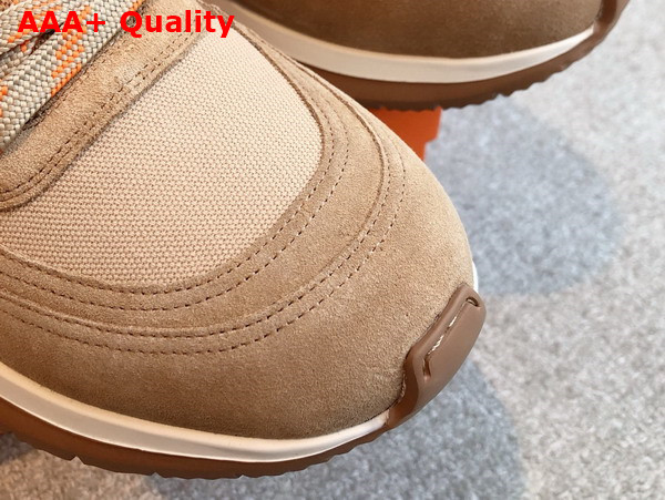 Hermes Jimmy Sneaker Beige Argile Technical Canvas and Suede Goatskin Replica