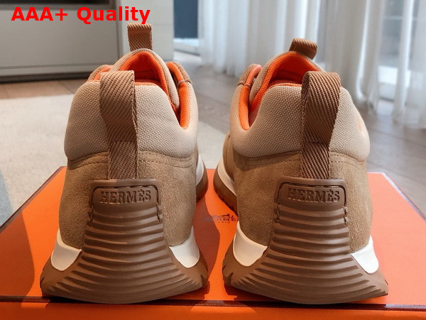 Hermes Jimmy Sneaker Beige Argile Technical Canvas and Suede Goatskin Replica