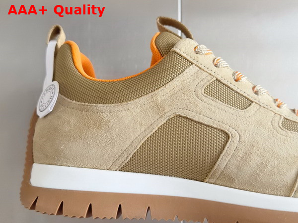 Hermes Jimmy Sneaker Beige Argile Technical Canvas and Suede Goatskin Top Grade Quality Replica
