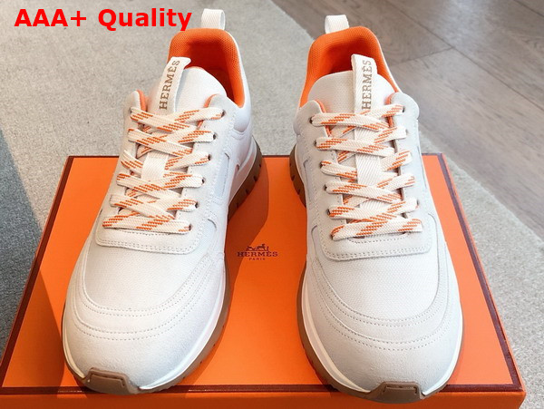 Hermes Jimmy Sneaker Blanc Technical Canvas and Suede Goatskin Replica
