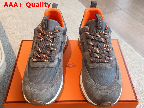 Hermes Jimmy Sneaker Grey Technical Canvas and Suede Goatskin Replica