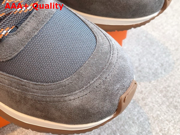 Hermes Jimmy Sneaker Grey Technical Canvas and Suede Goatskin Replica