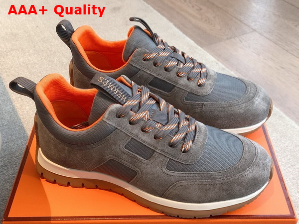 Hermes Jimmy Sneaker Grey Technical Canvas and Suede Goatskin Replica