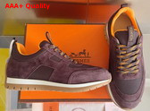 Hermes Jimmy Sneaker Marron Ebene Technical Canvas and Suede Goatskin Top Grade Quality Replica