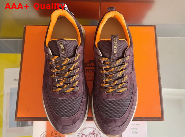 Hermes Jimmy Sneaker Marron Ebene Technical Canvas and Suede Goatskin Top Grade Quality Replica