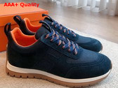 Hermes Jimmy Sneaker Navy Blue Technical Canvas and Suede Goatskin Replica