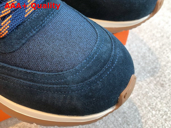Hermes Jimmy Sneaker Navy Blue Technical Canvas and Suede Goatskin Replica