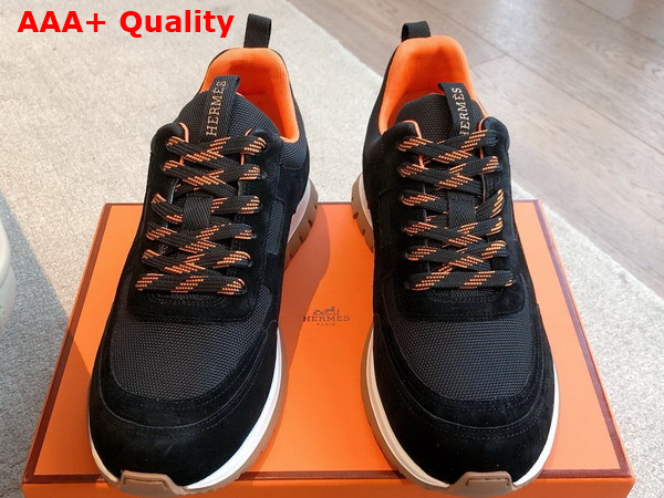 Hermes Jimmy Sneaker Noir Technical Canvas and Suede Goatskin Replica