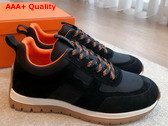Hermes Jimmy Sneaker Noir Technical Canvas and Suede Goatskin Replica