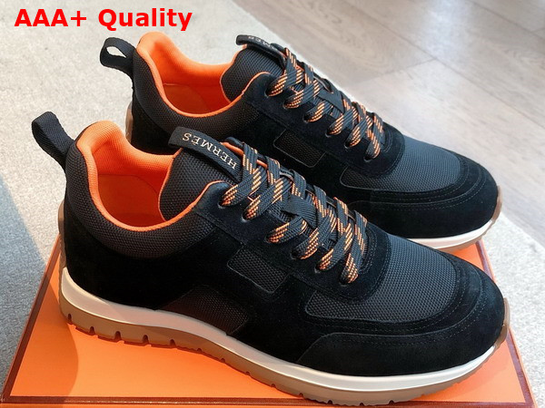 Hermes Jimmy Sneaker Noir Technical Canvas and Suede Goatskin Replica