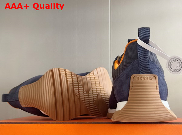 Hermes Jimmy Sneaker in Navy Blue Technical Canvas and Suede Goatskin Top Grade Quality Replica