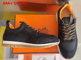 Hermes Jimmy Sneaker in Noir Technical Canvas and Suede Goatskin Top Grade Quality Replica