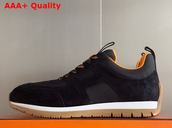 Hermes Jimmy Sneaker in Noir Technical Canvas and Suede Goatskin Top Grade Quality Replica