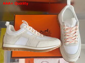 Hermes Jimmy Sneaker in White Technical Canvas and Suede Goatskin Top Grade Quality Replica