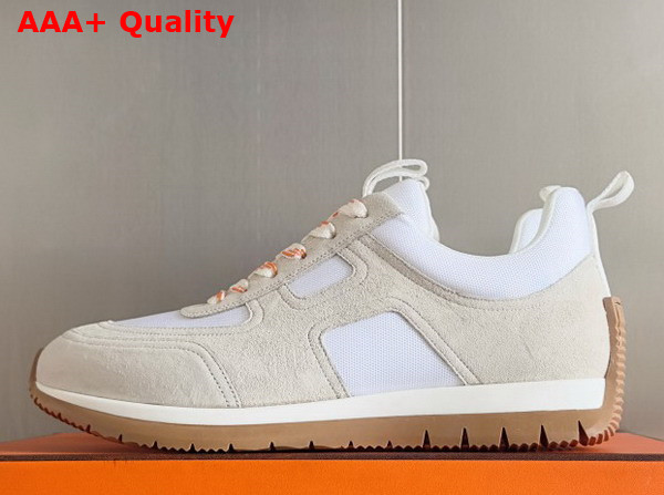 Hermes Jimmy Sneaker in White Technical Canvas and Suede Goatskin Top Grade Quality Replica