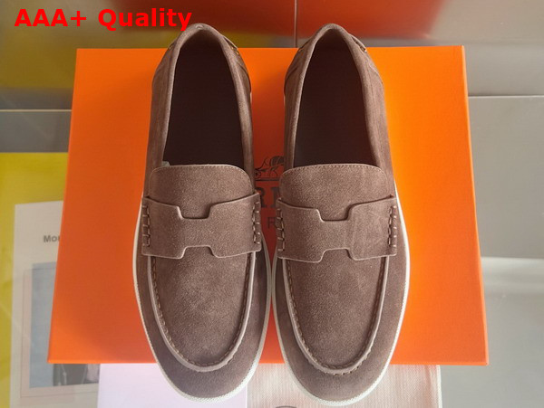 Hermes Job Loafer in Marron Ebene Suede Goatskin Replica