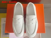 Hermes Job Loafer in White Taurillon Leather Replica