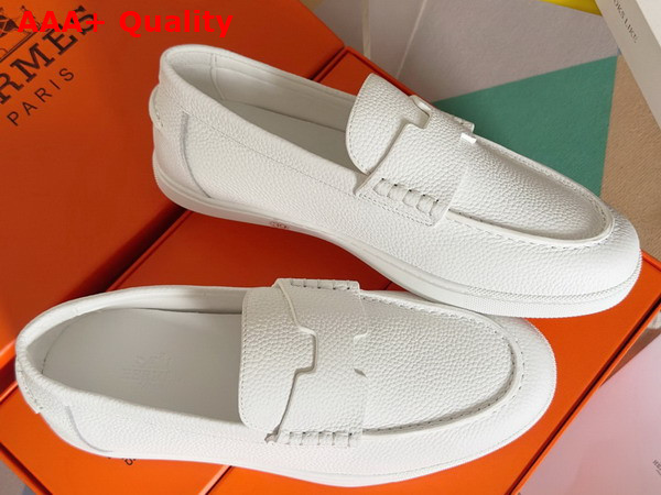 Hermes Job Loafer in White Taurillon Leather Replica