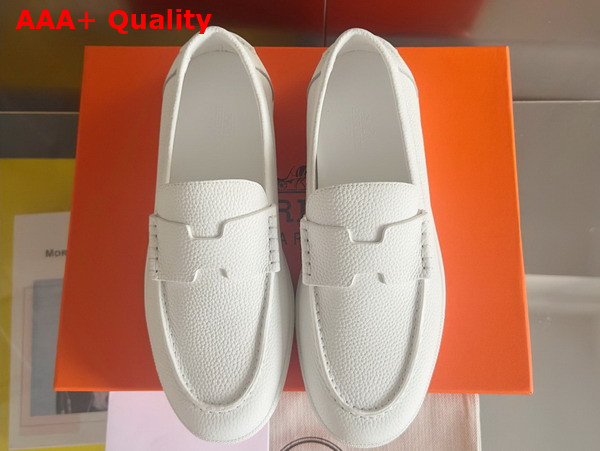 Hermes Job Loafer in White Taurillon Leather Replica
