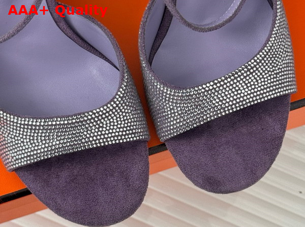 Hermes Jolie 100 Sandal in Light Purple Suede Goatskin with Rhinestone Details Replica