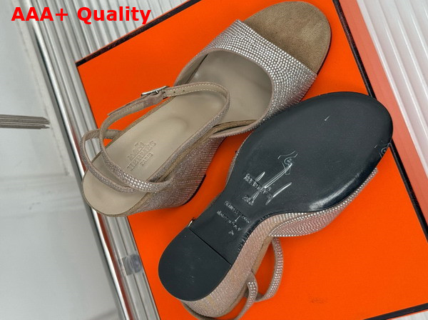 Hermes Jolie 100 Sandal in Taupe Suede Goatskin with Rhinestone Details Replica
