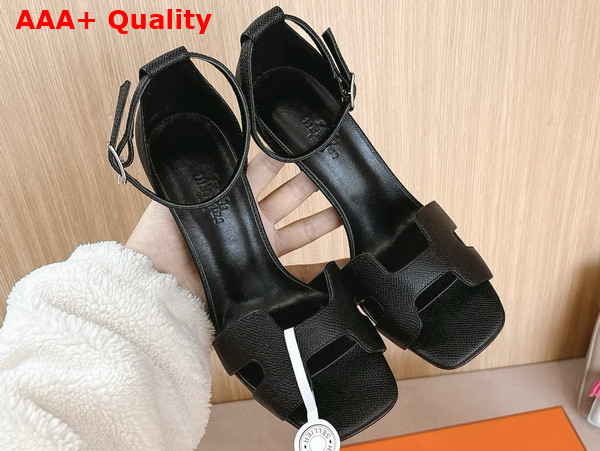 Hermes Joy 70 Sandal in Black Epsom Calfskin Replica