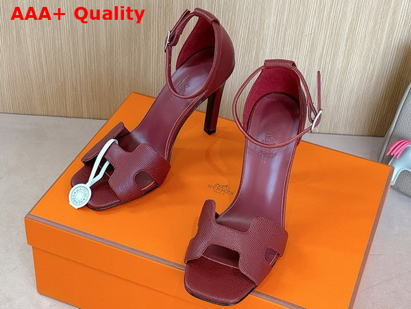 Hermes Joy 70 Sandal in Burgundy Epsom Calfskin Replica