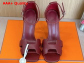 Hermes Joy 70 Sandal in Burgundy Epsom Calfskin Replica