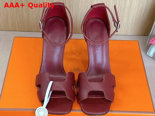 Hermes Joy 70 Sandal in Burgundy Epsom Calfskin Replica