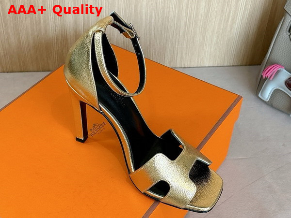 Hermes Joy 70 Sandal in Metallic Gold Calfskin Replica