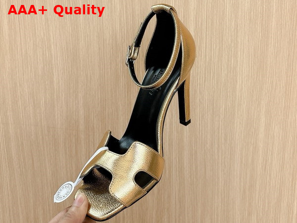 Hermes Joy 70 Sandal in Metallic Gold Calfskin Replica