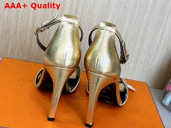 Hermes Joy 70 Sandal in Metallic Gold Calfskin Replica