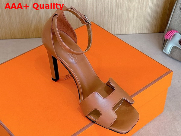 Hermes Joy 70 Sandal in Tan Calfskin Replica