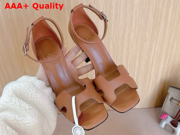 Hermes Joy 70 Sandal in Tan Calfskin Replica