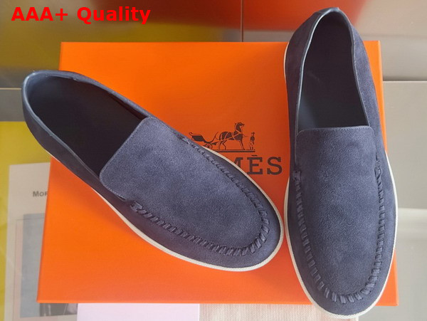 Hermes Julian Loafer in Bleu Celeste Suede Calfskin Replica