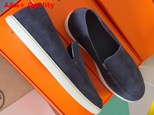 Hermes Julian Loafer in Bleu Celeste Suede Calfskin Replica