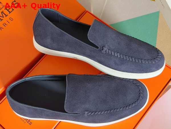 Hermes Julian Loafer in Bleu Celeste Suede Calfskin Replica