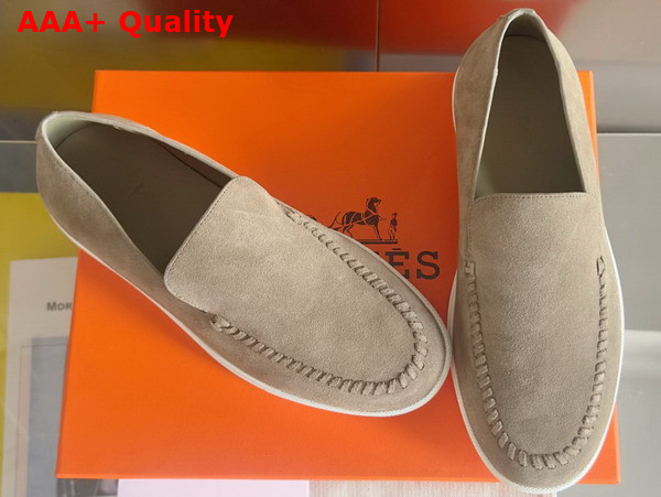 Hermes Julian Loafer in Etoupe Suede Calfskin Replica