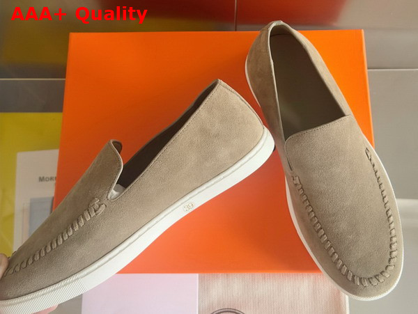 Hermes Julian Loafer in Etoupe Suede Calfskin Replica